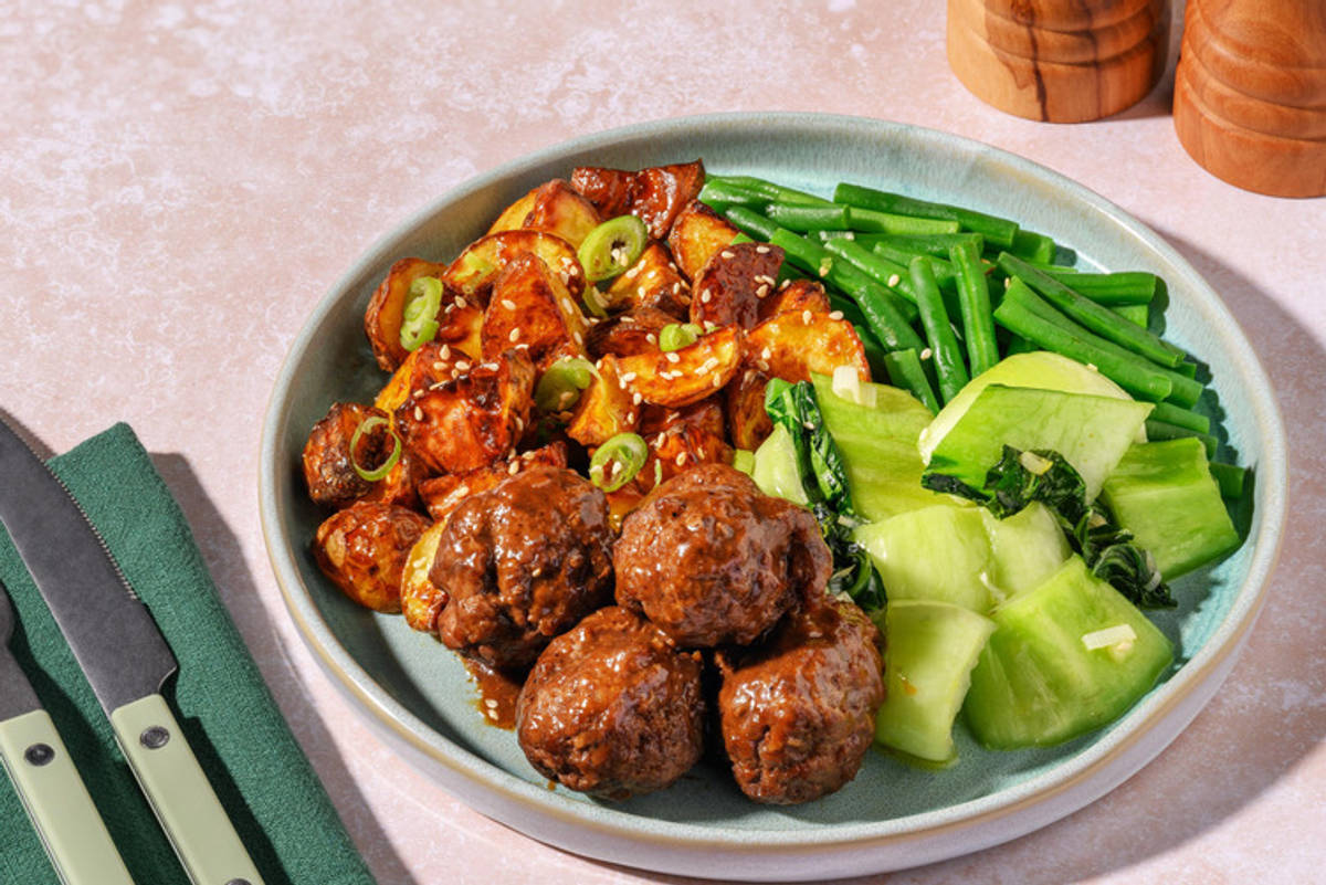 Glasierte koreanische Fleischbällchen mit Bio-Rinderhack