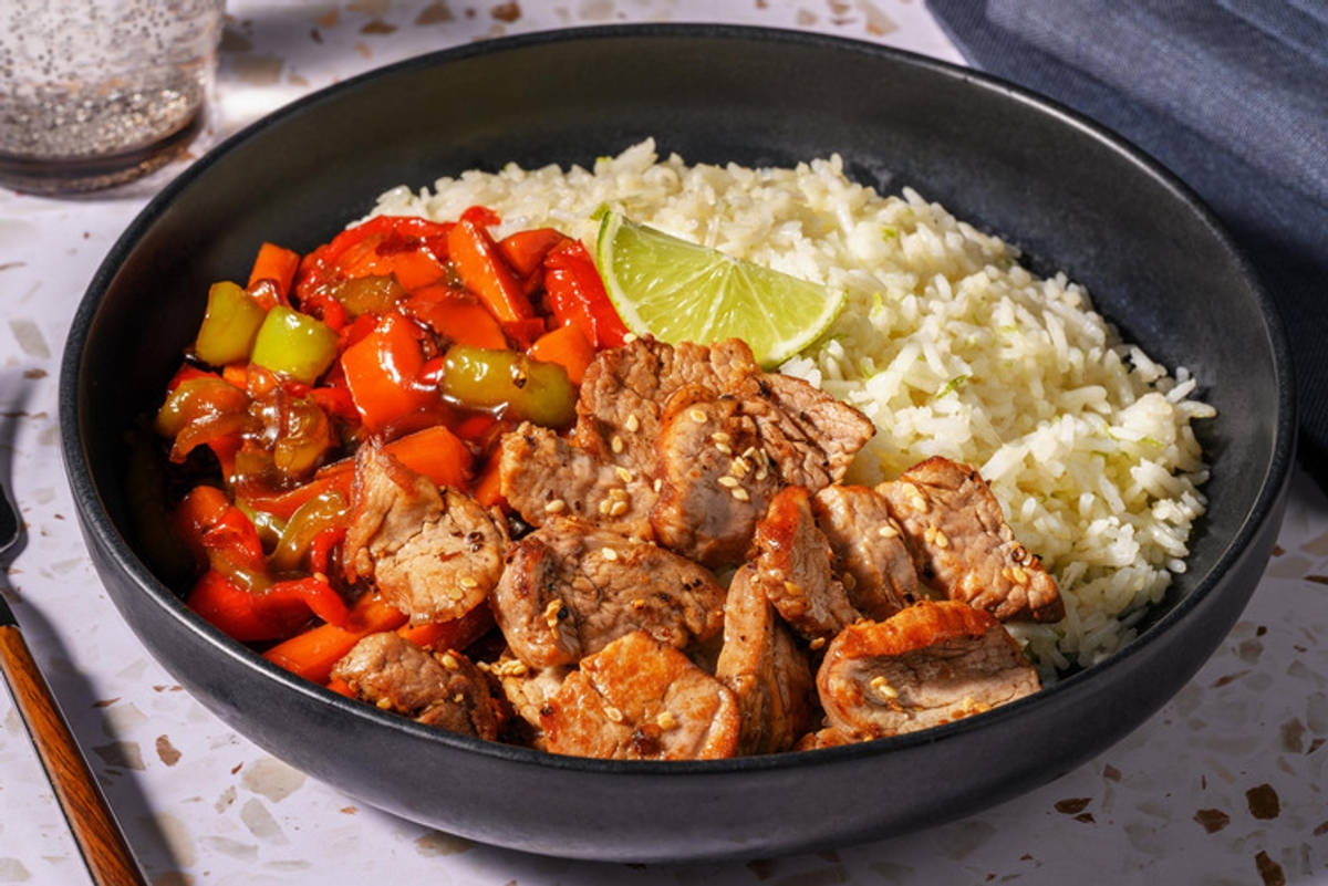 Bio-Schweinefilet auf Teriyakigemüse