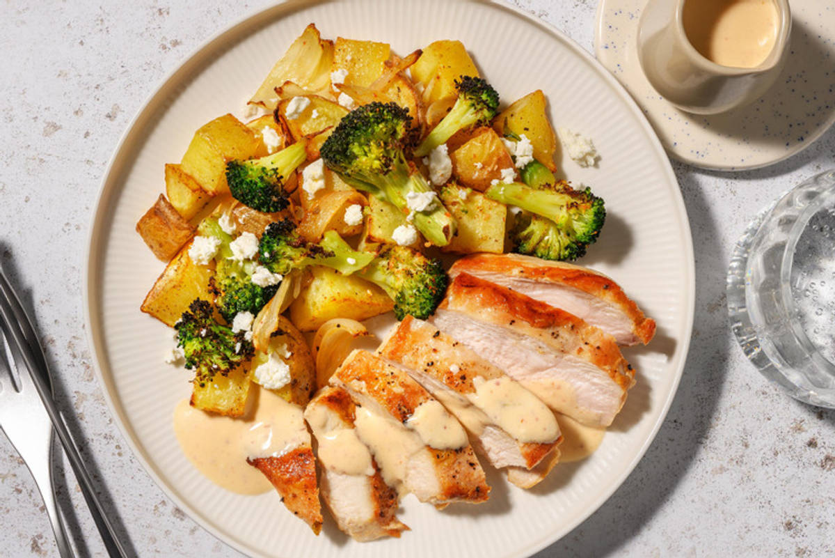 Bio-Hähnchenbrust in scharfer Harissa-Soße