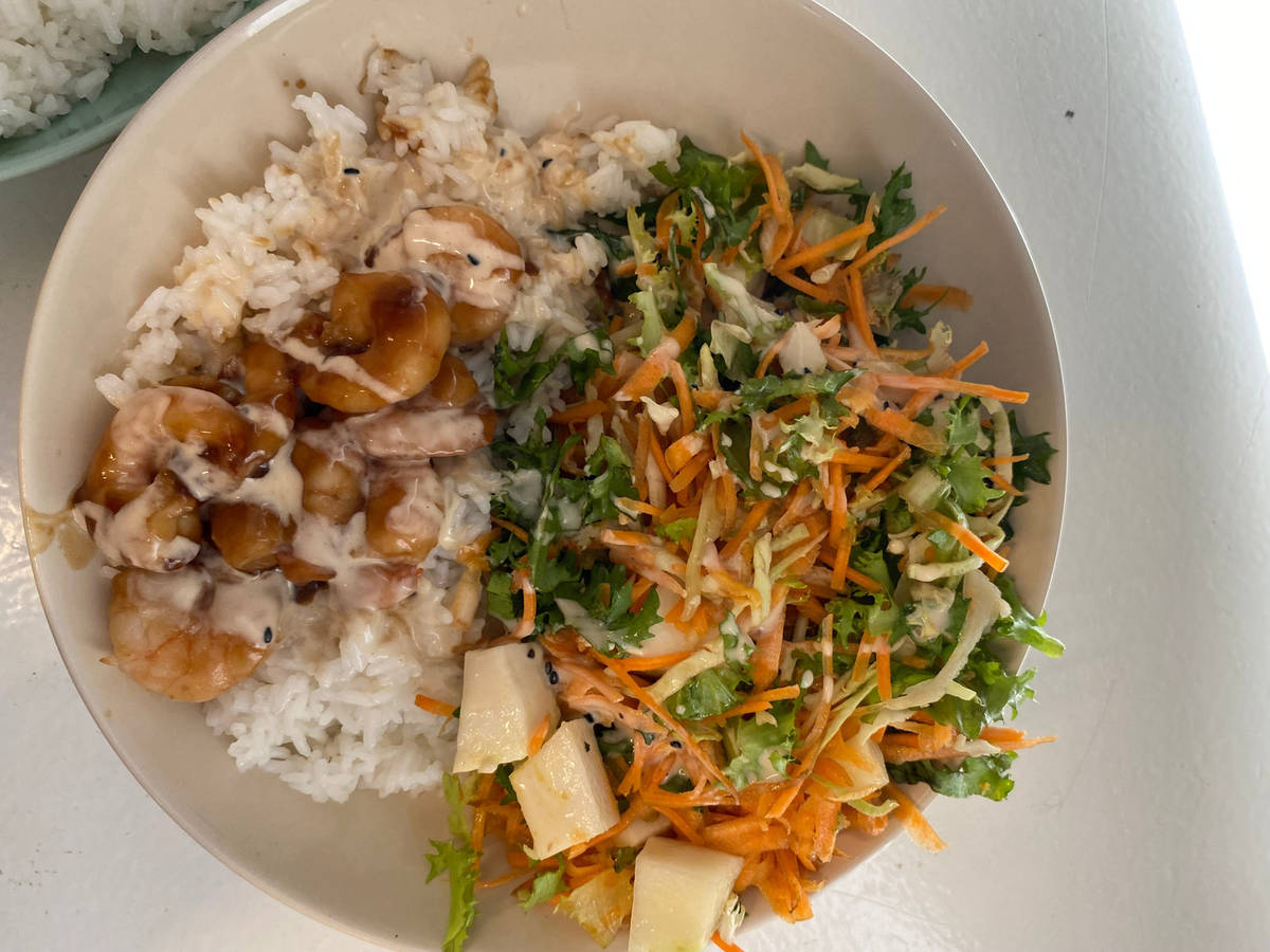 Shrimp sushi style bowl