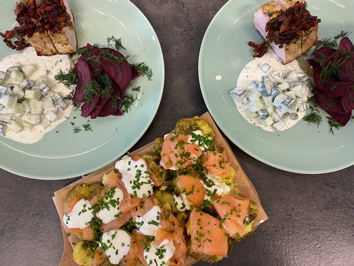 Bacon and dill stuffed pork tenderloin