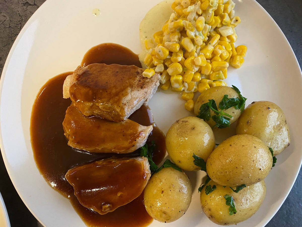 Pork medallions in BBQ pan sauce