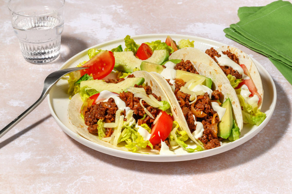 Foolproof Spiced Double Beef-Pork & Avo Tacos