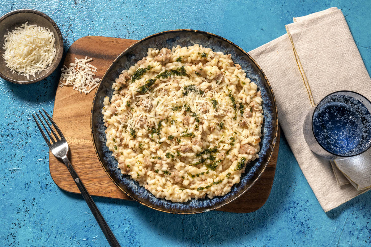 Risotto cremoso con butifarra