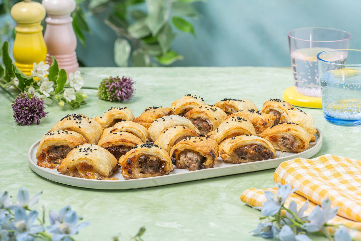 Mini Cheese and Onion Pork Sausage Rolls