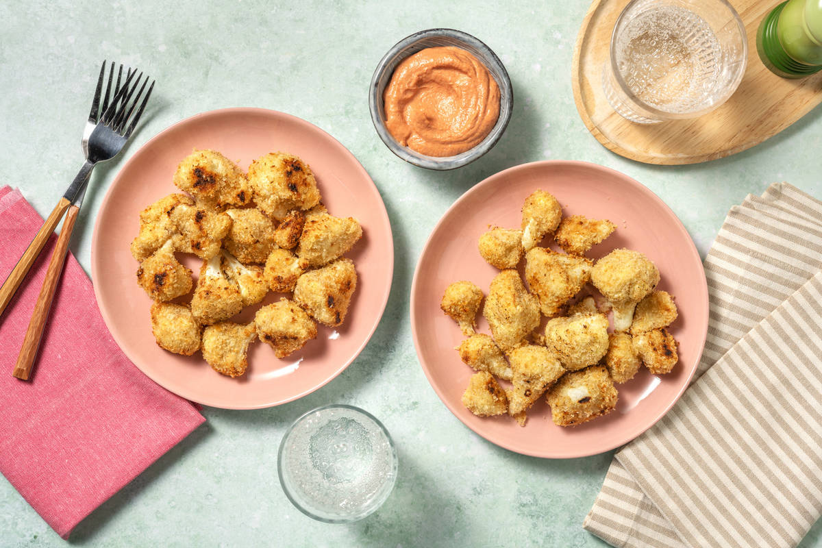 Cheesy Spicy Cauliflower Nuggets