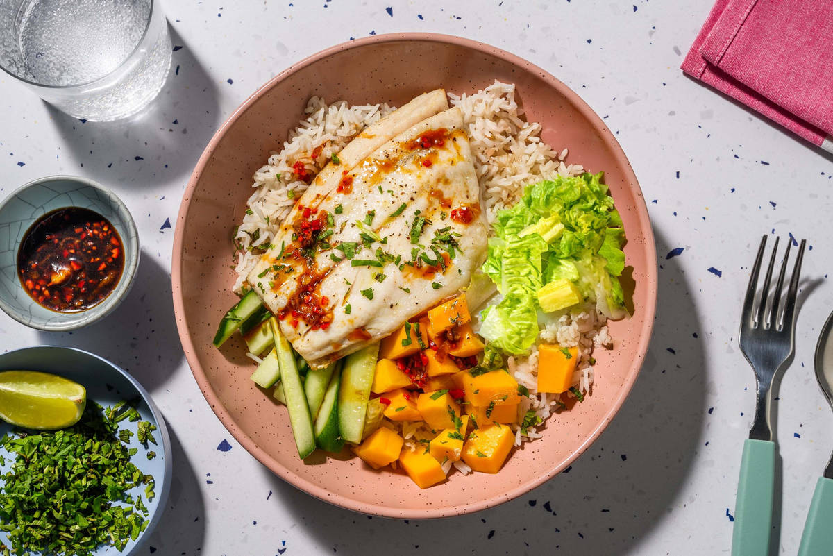 Vietnamesisk inspireret hvid fisk  med rejer