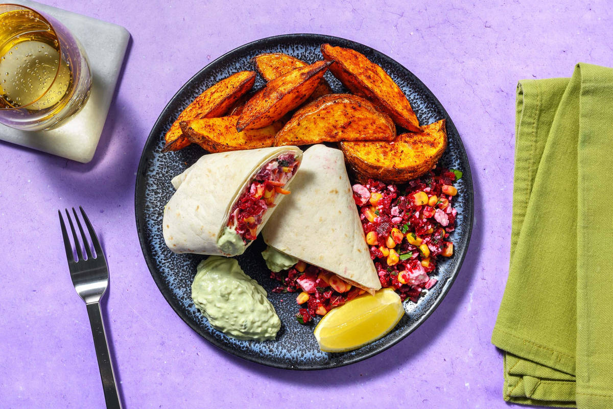 Rainbow Wraps mit roter Beete & Hirtenkäse