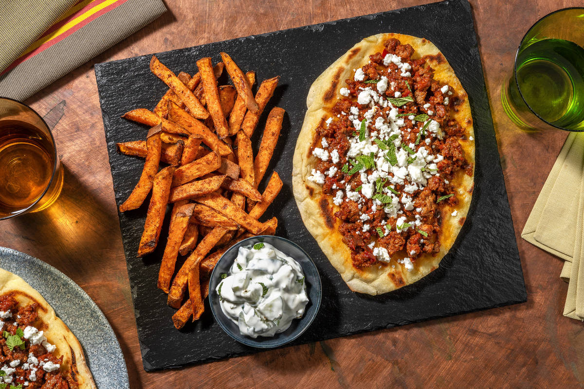 Turkish Inspired Harissa Beef Loaded Flatbread