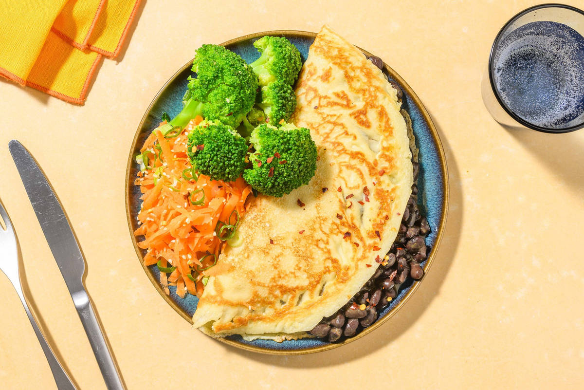 Kokos-Curry-Pfannkuchen mit Bohnenfüllung