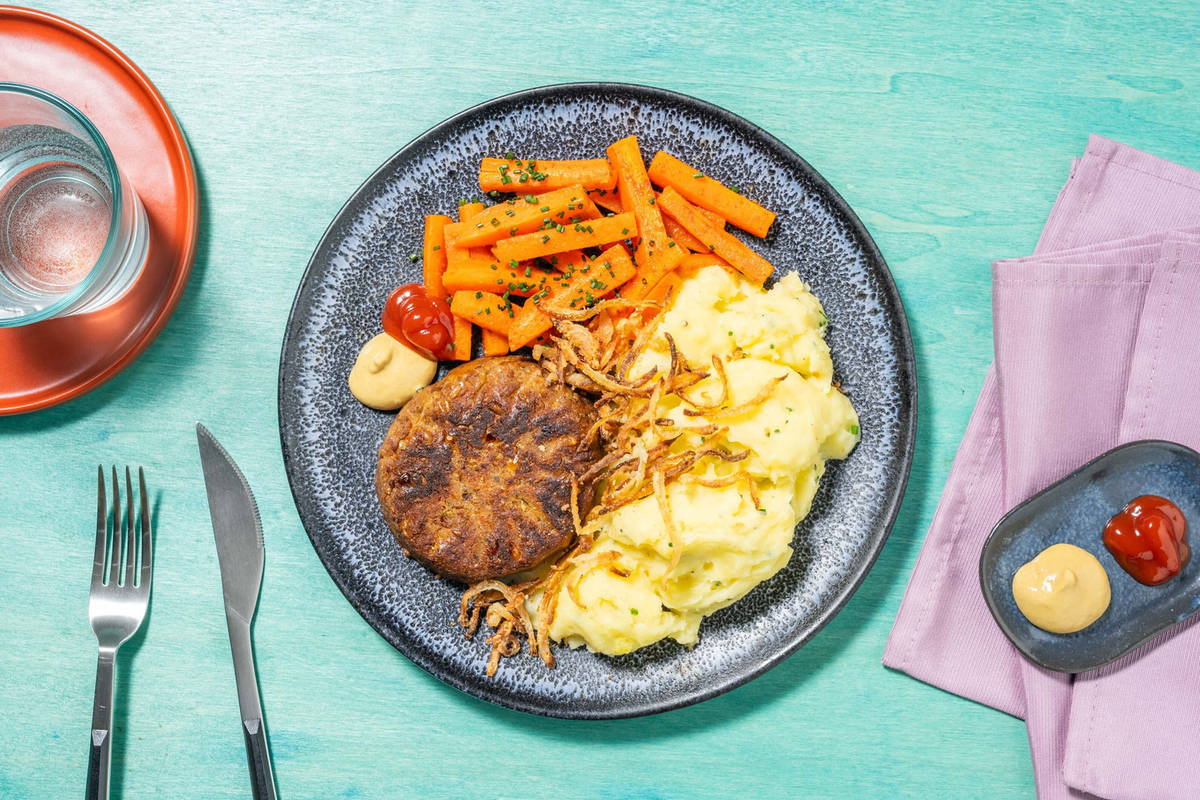 Veganes Tätschli mit Kartoffelpüree