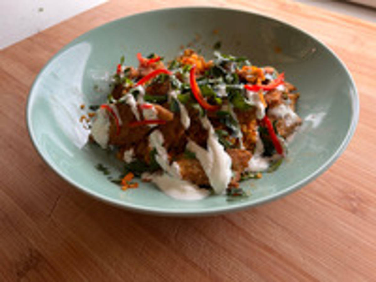 Turkish veggie strips bulgur bowl