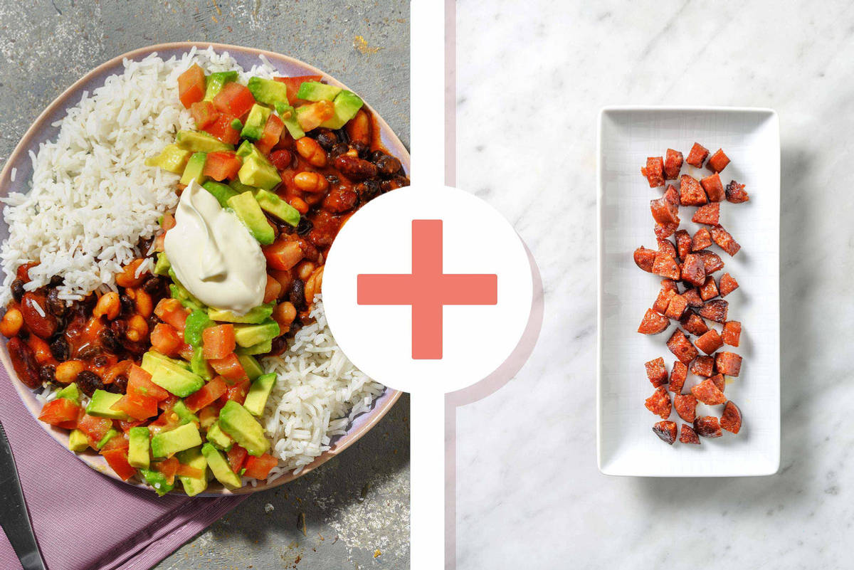 Chorizo, Avocado and Bean Burrito Bowl