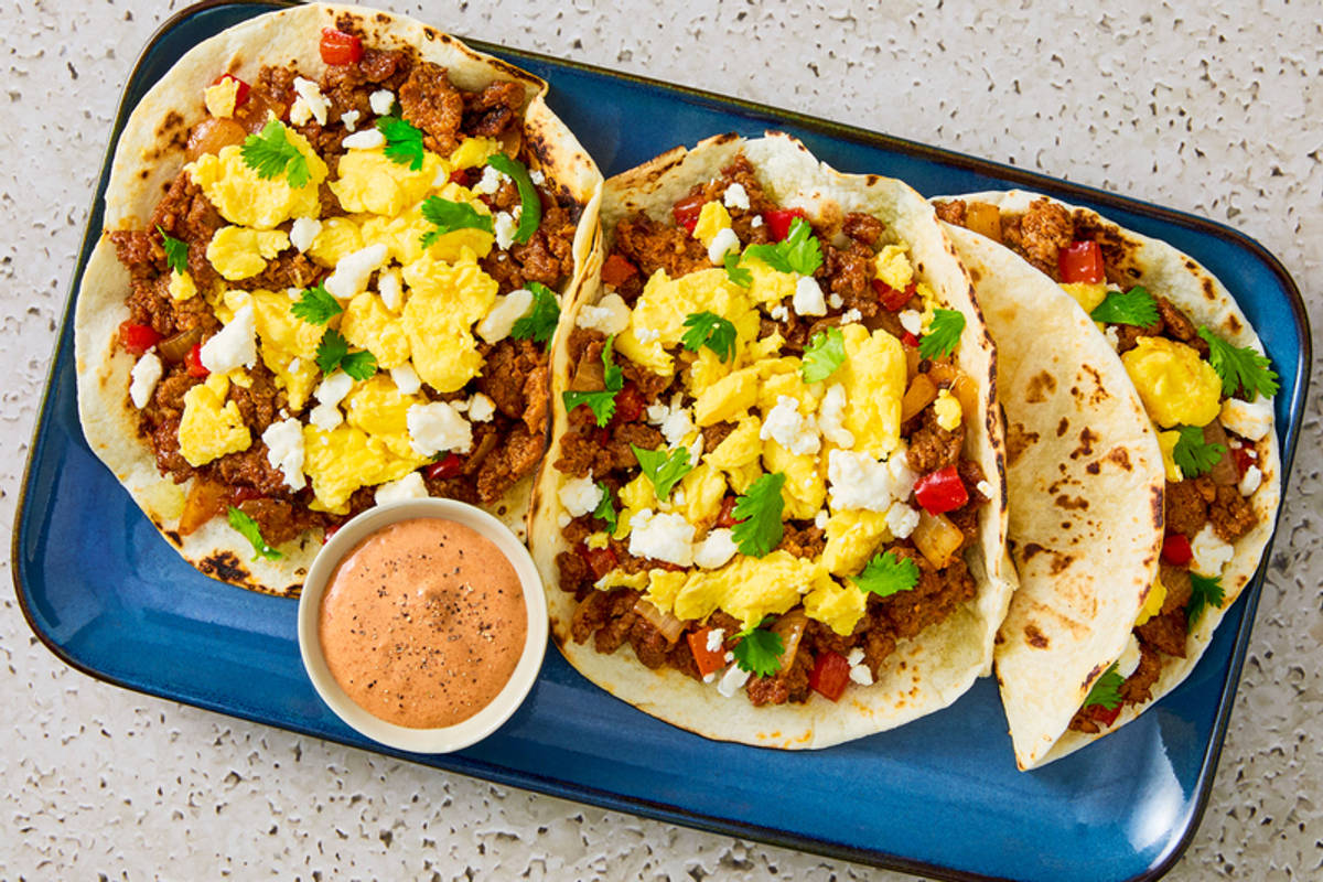 SuperQuick Beyond Meat®-and-Egg Tacos