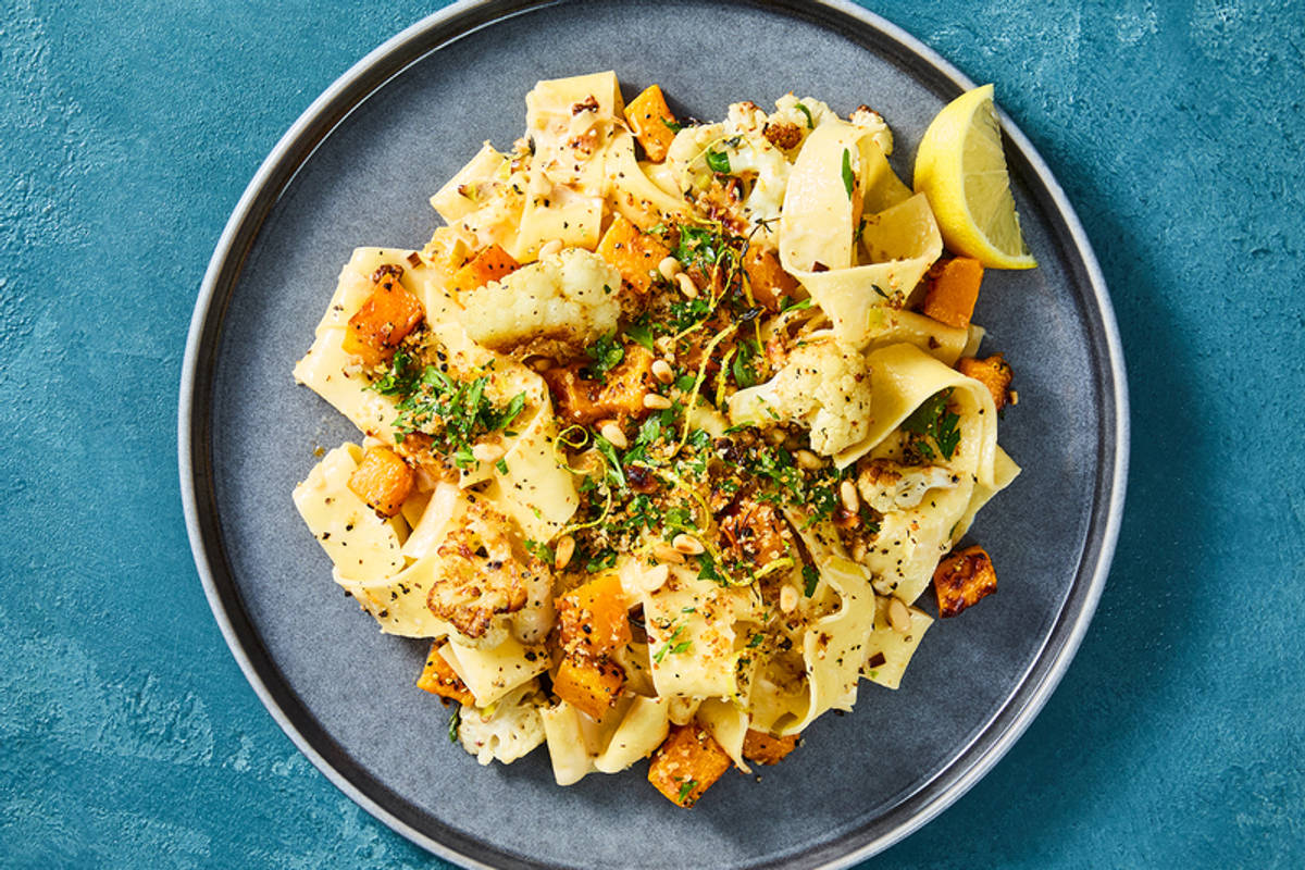 Pappardelles crémeuses à la courge et au chou-fleur