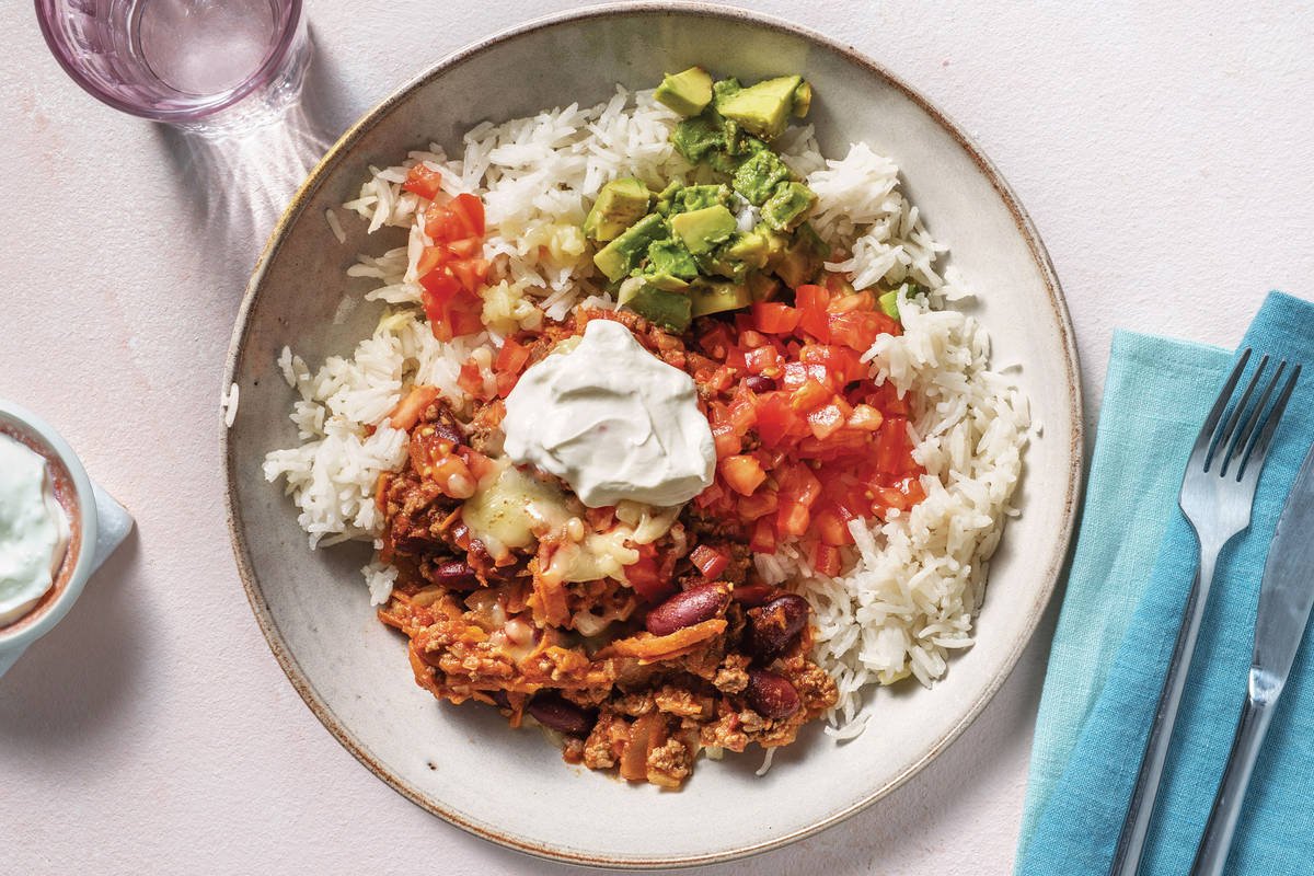 American Beef & Bean Chilli Rice Bowl