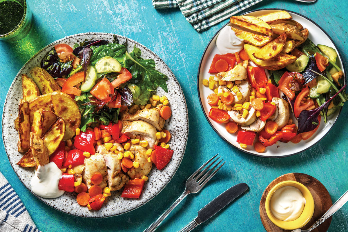 American Spiced Chicken Tray Bake