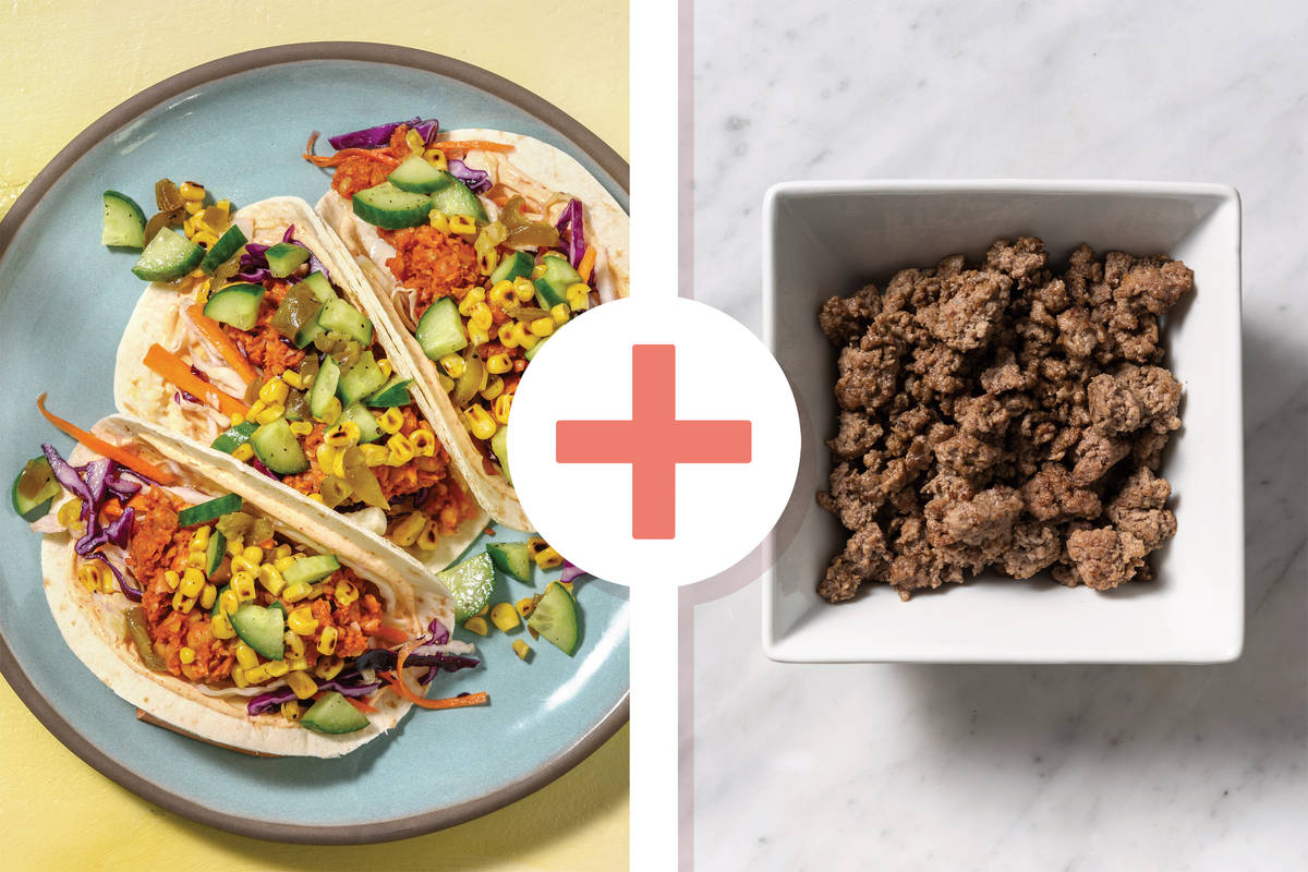 Quick All-American Beef & Smashed Chickpea Tacos