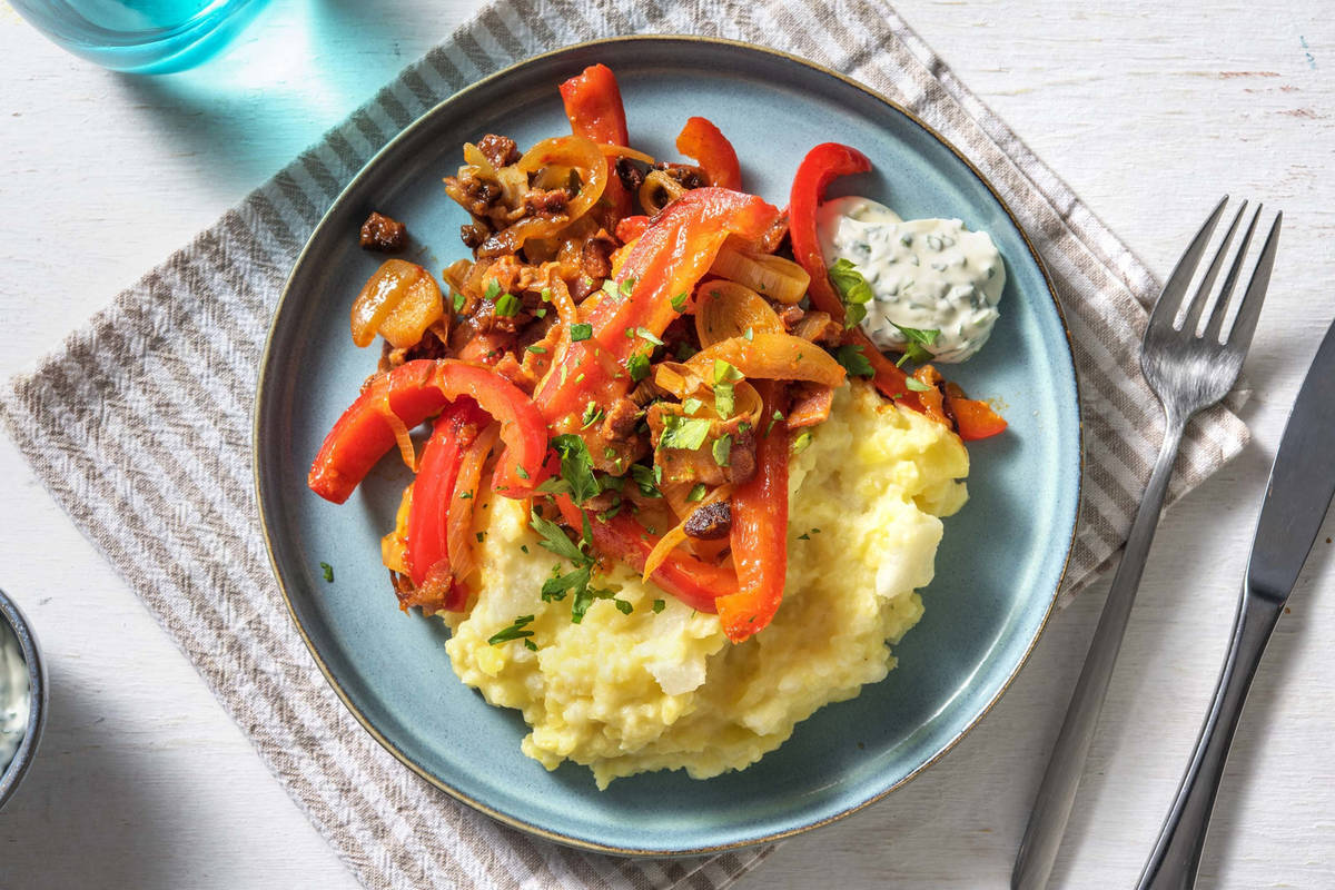 Argentinos-Pfanne mit Kohlrabi-Kartoffel-Püree