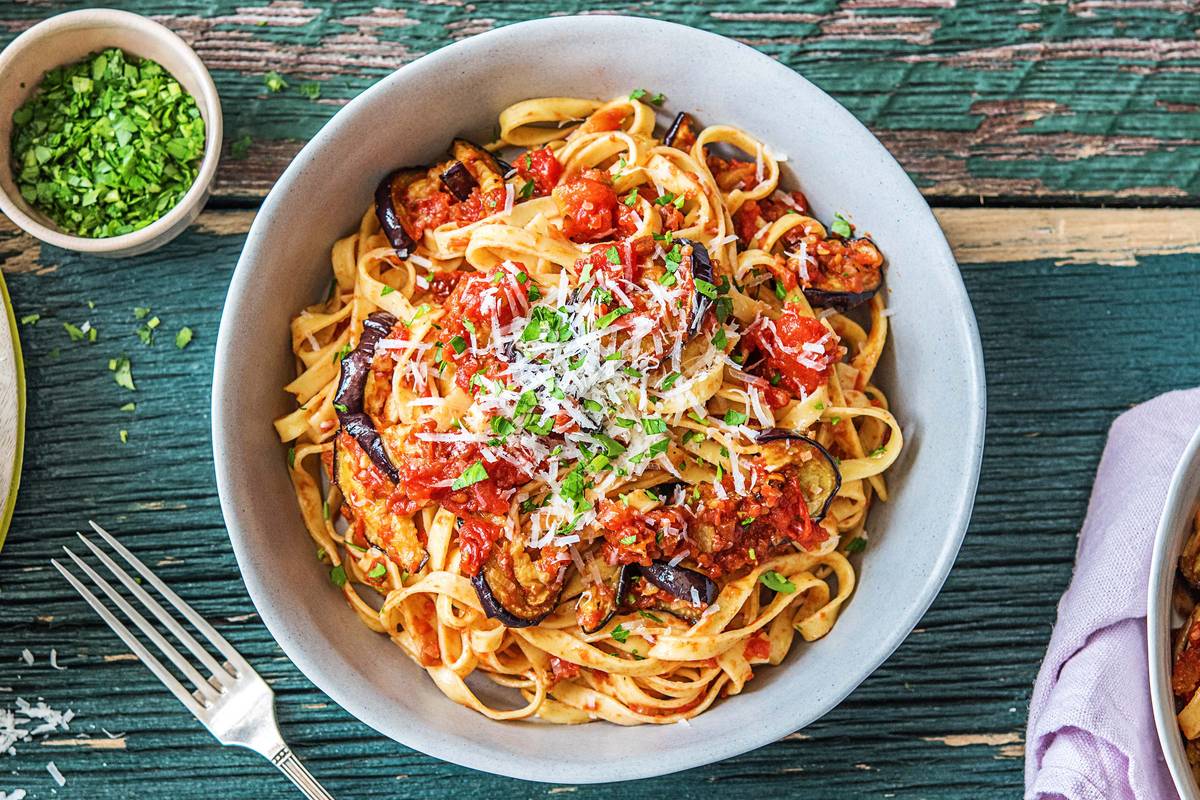 Aubergine Tagliatelle