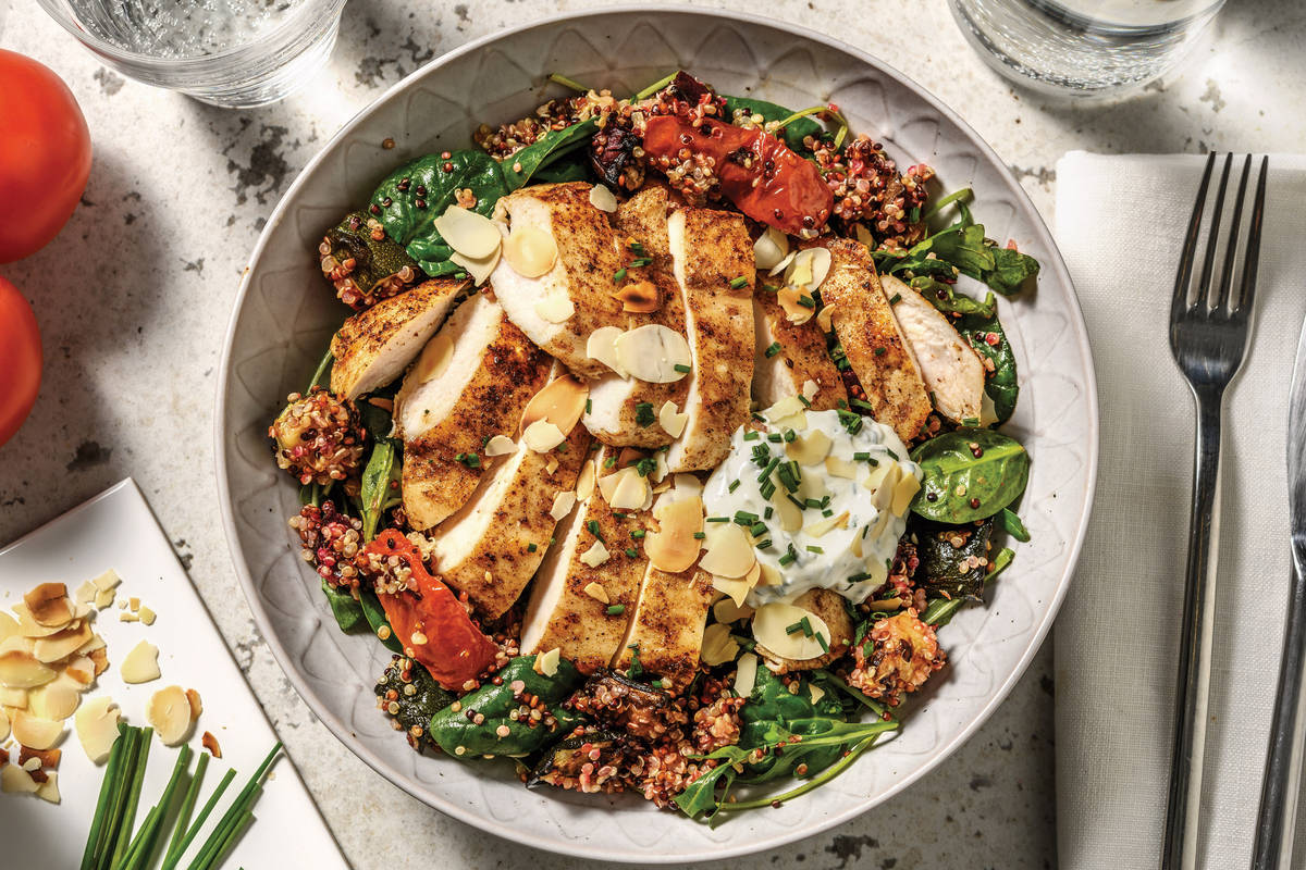 Aussie Chicken Quinoa Bowl with Chive Yoghurt