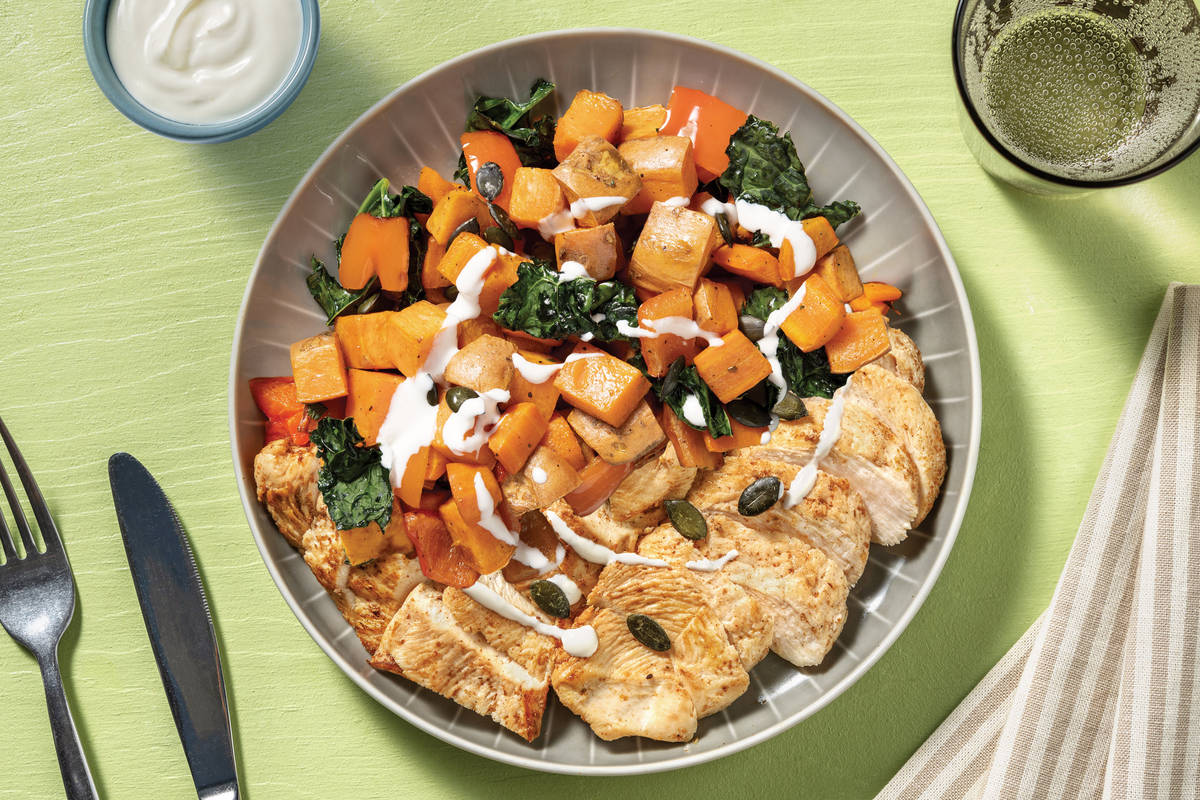 Aussie-Spiced Chicken & Roast Veggie Toss