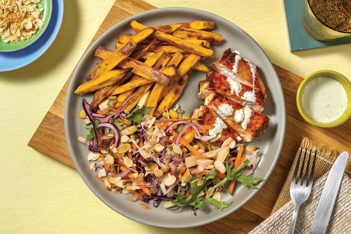Aussie-Spiced Pork & Sweet Potato Fries