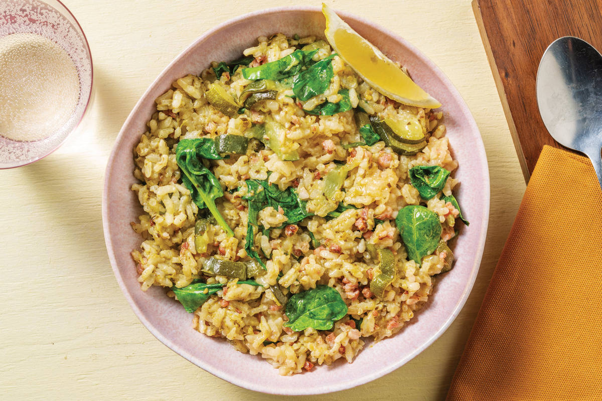 Bacon & Basil Pesto Rice Pilaf