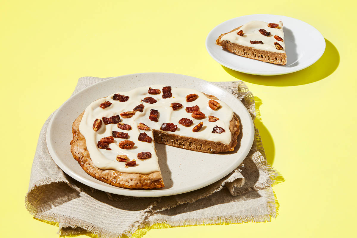 Bacon-Topped Cinnamon Roll Hotcake Bake