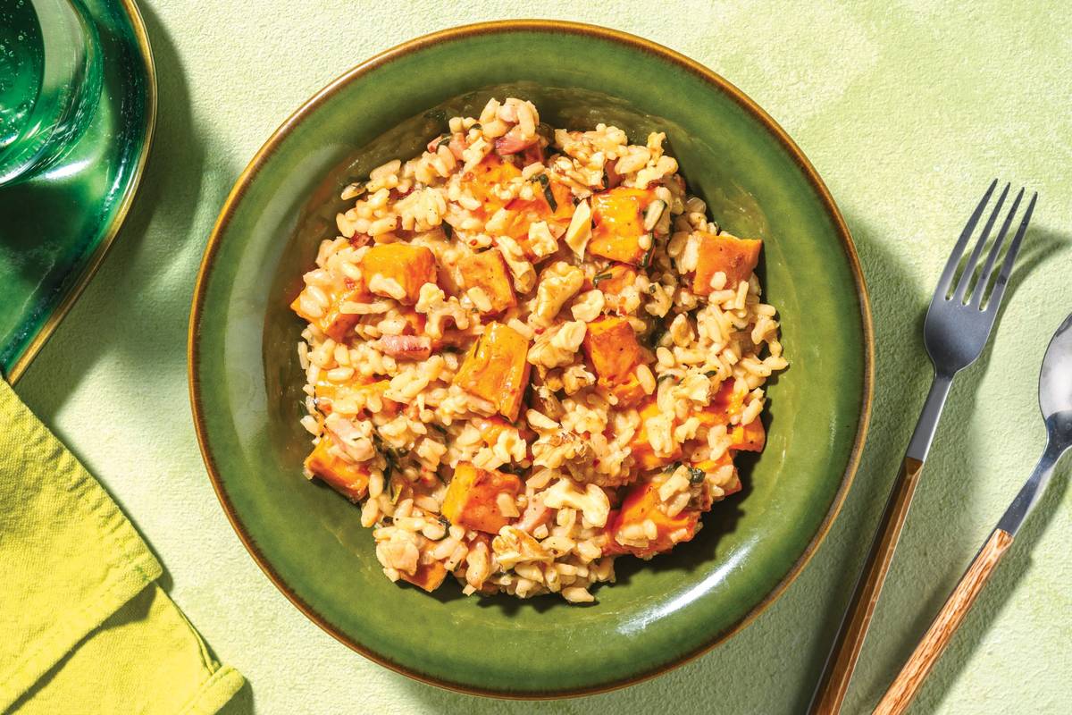 Garlicky Chicken, Bacon & Sweet Potato Risotto