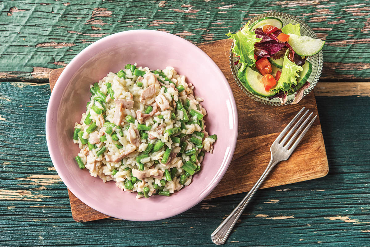 Easy Baked Bacon & Green Bean Risotto