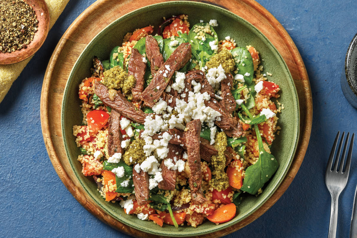 Mediterranean Pesto Beef Strips