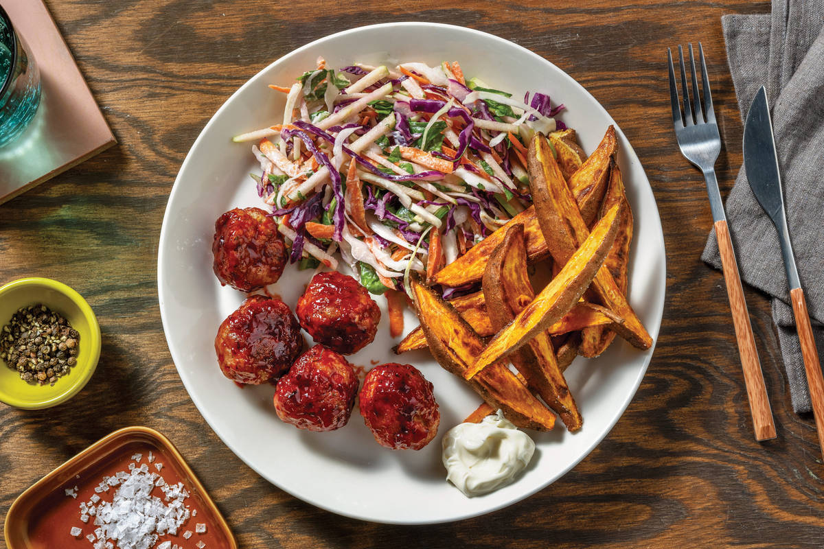 BBQ & Cherry-Glazed Pork Meatballs