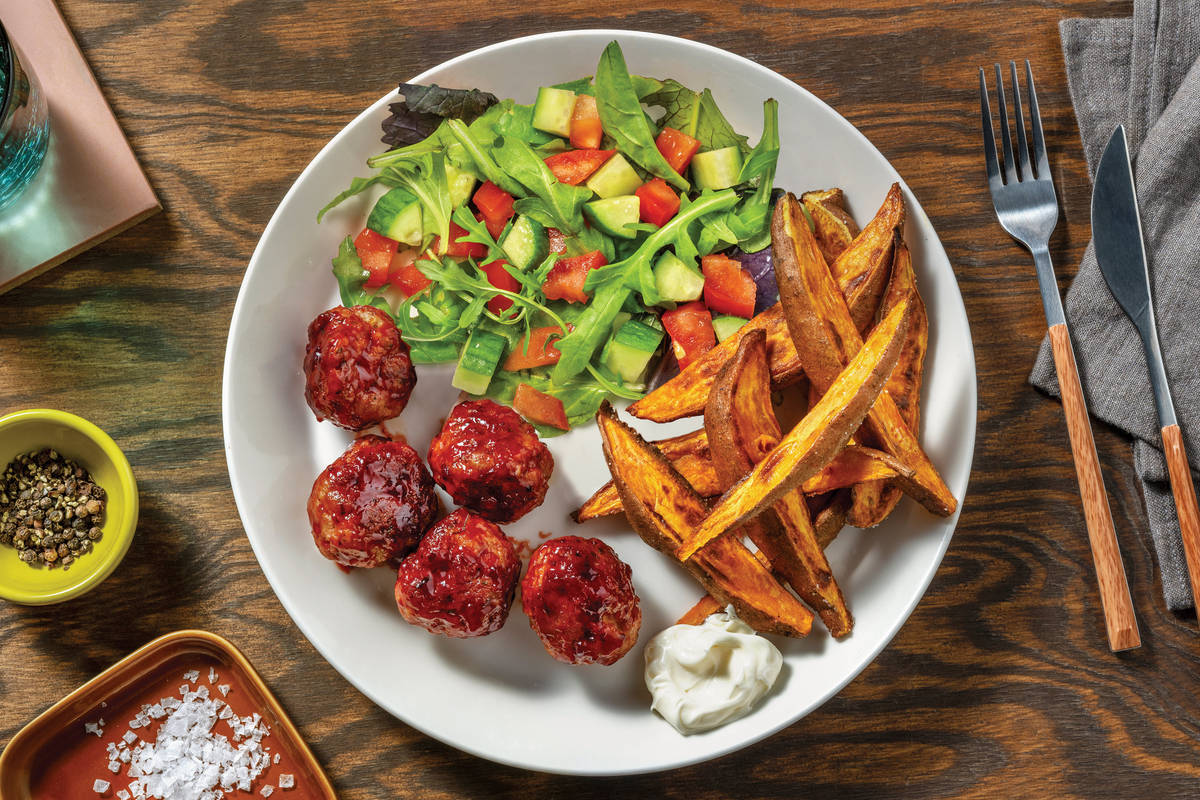 BBQ & Cherry-Glazed Pork Meatballs