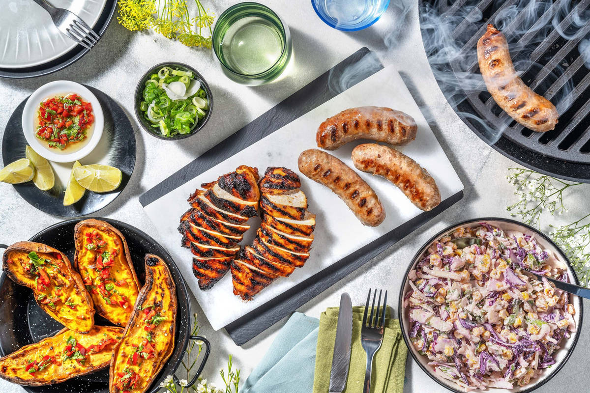 BBQ Jerk Style Chicken Breast & Sausages