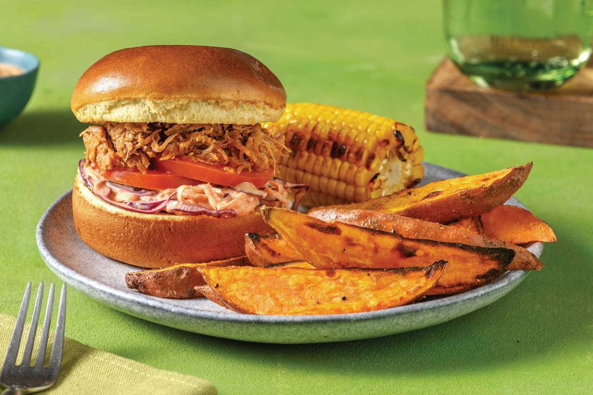 Easy BBQ Pulled Pork & Slaw Burger