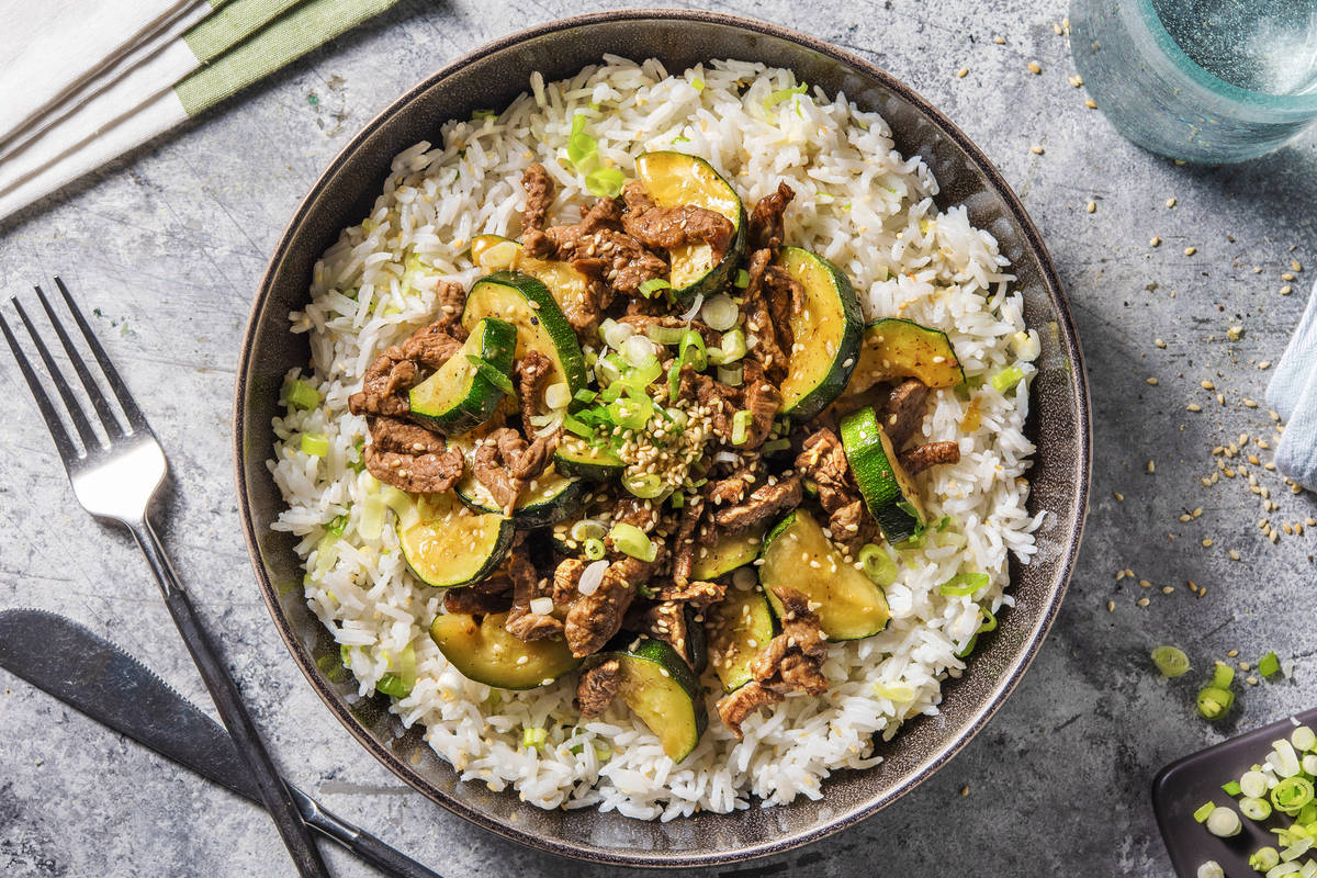 Beef and Zucchini Yakitori-Style Bowl