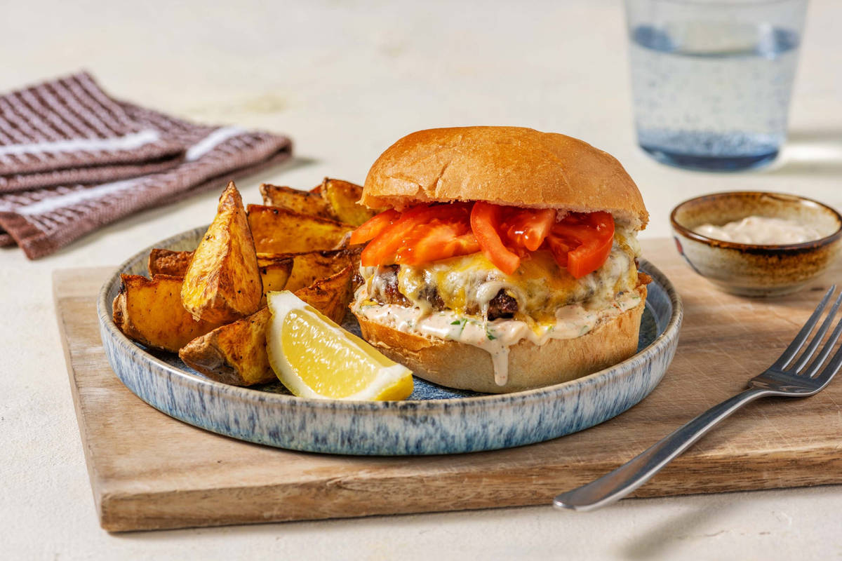 Beef-Burger mit Chimichurri-Mayo