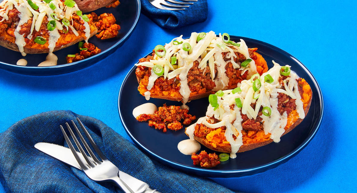 Beef Chili Loaded Sweet Potatoes