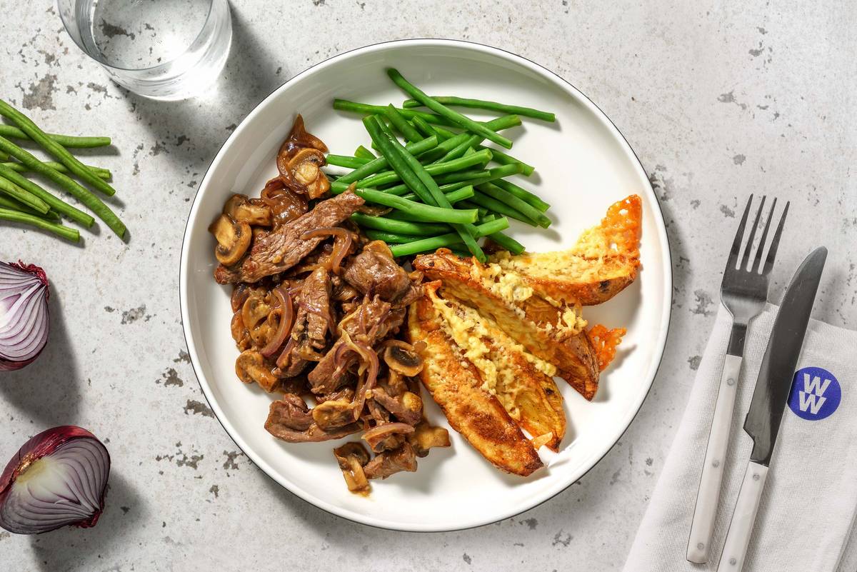 Beef Strips and Cheesy Wedges