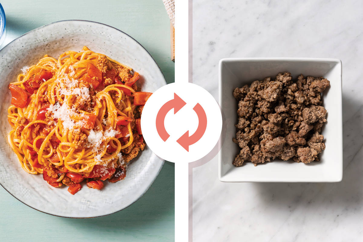 Beef & Sun-Dried Tomato Pesto Spaghetti