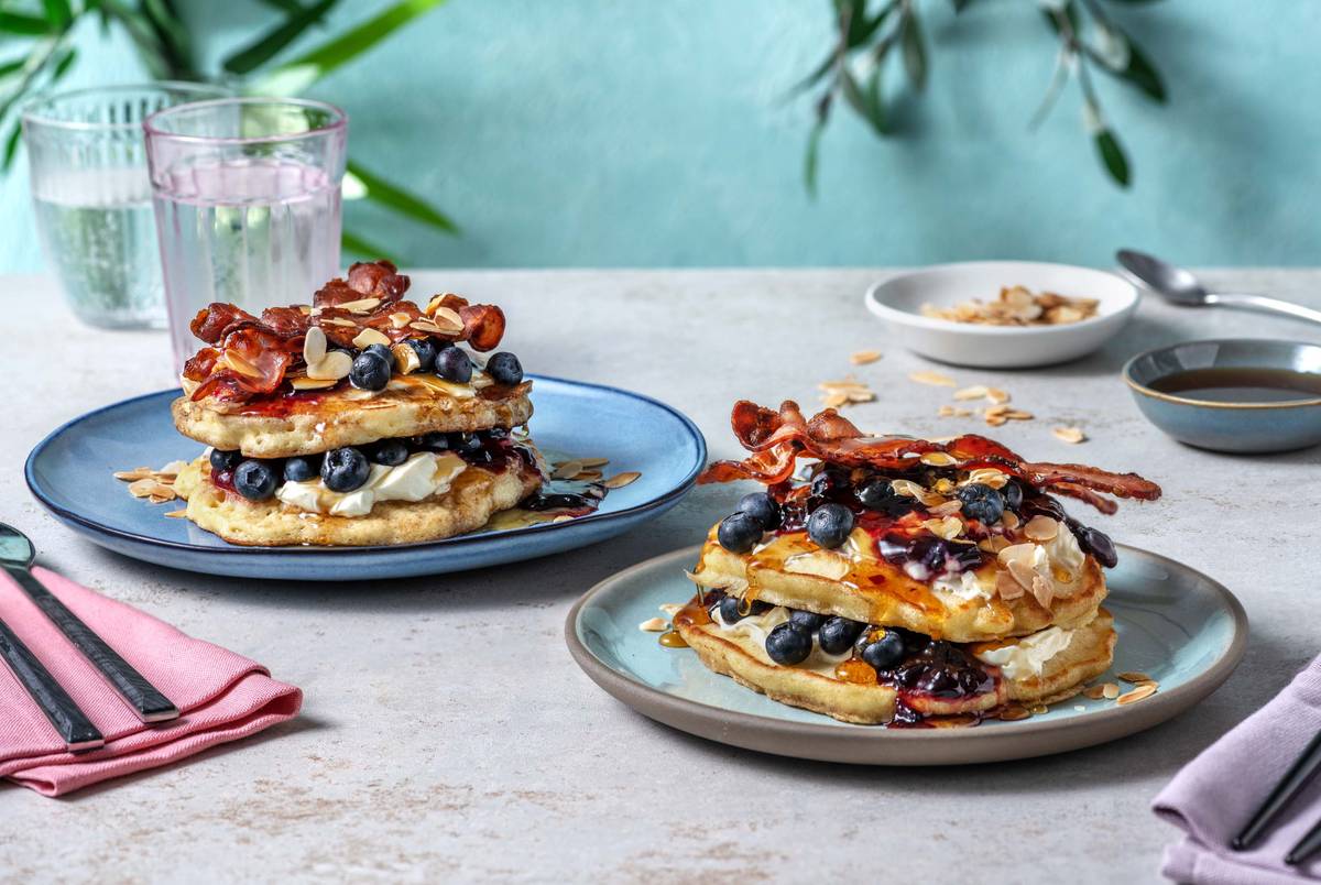 Blueberry and Honey Bacon Pancakes