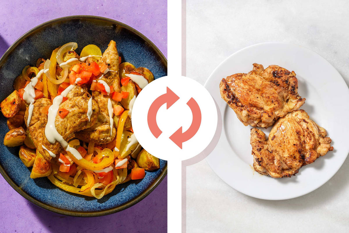 Tray Bake Shawarma Chicken Thighs Bowls