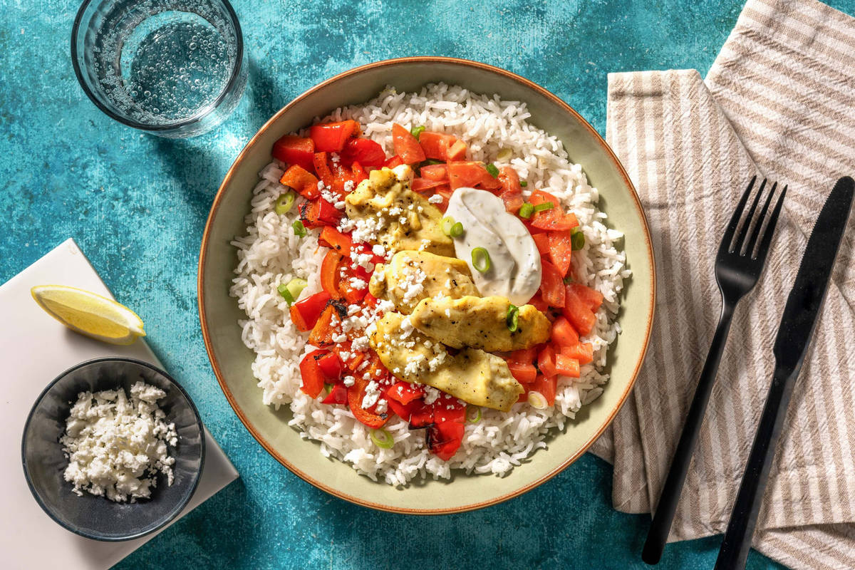 Bols de poulet à la grecque