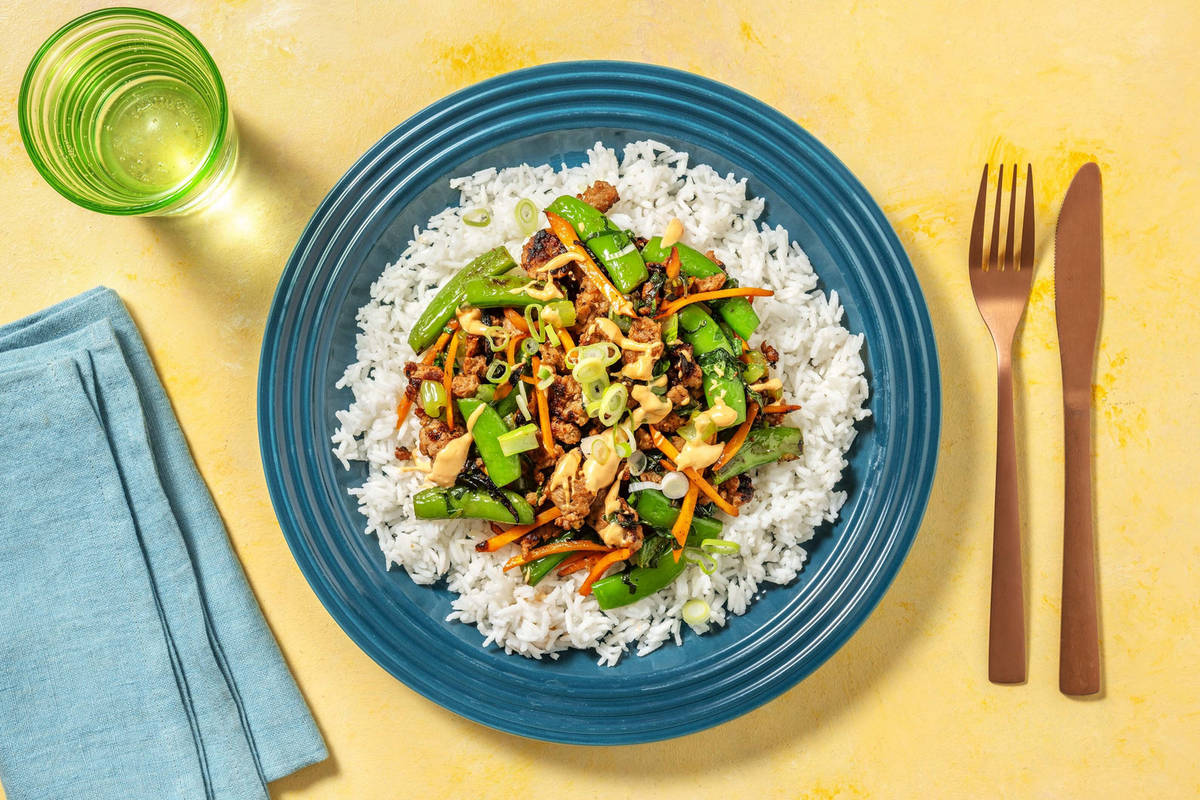 Sesame-Soy Turkey and Rice Bowls