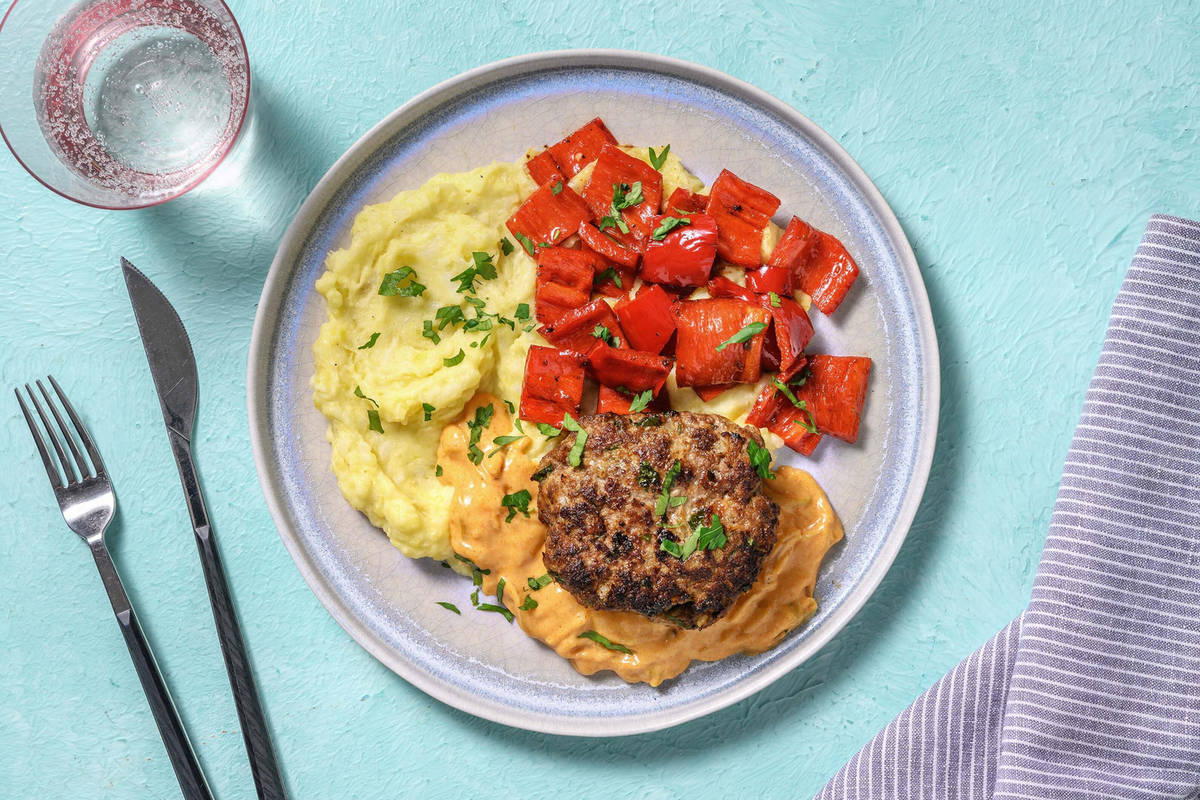 Boulette mit cremigem Blumenkohl-Stampf