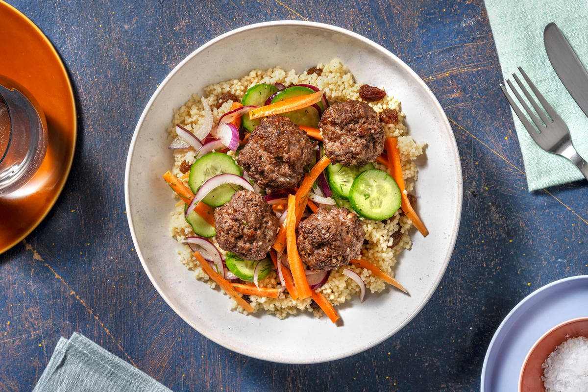 Sumac Meatballs and Crisp Cucumber Salad