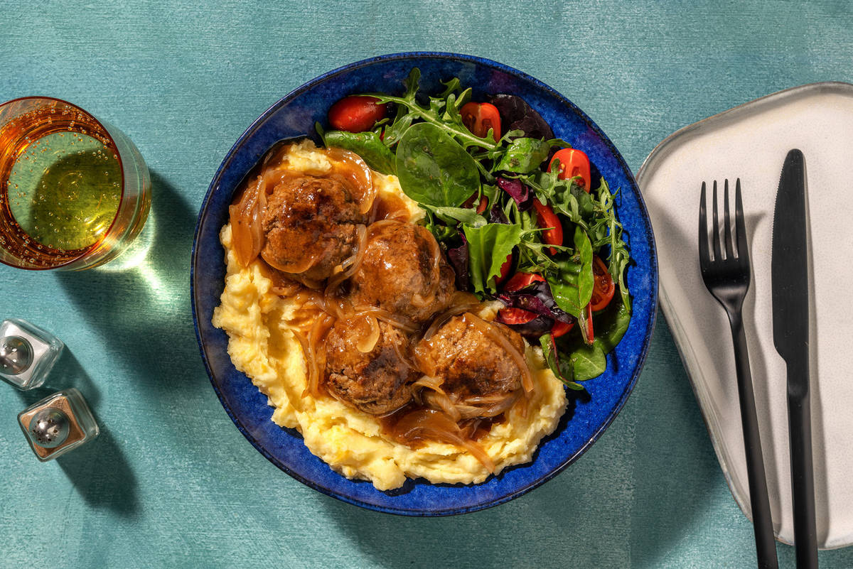 Meatballs in Caramelized Onion Gravy
