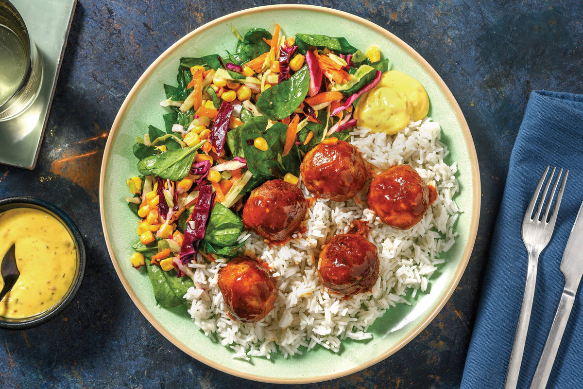 Buffalo BBQ-Glazed Pork Meatballs