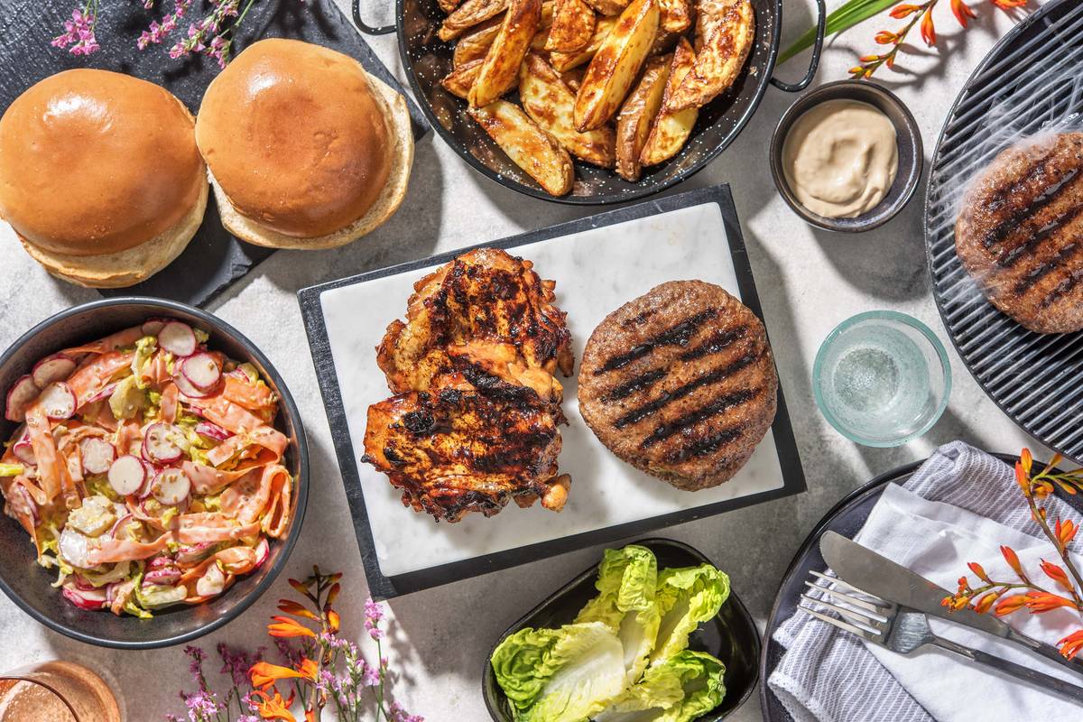 Bulgogi Burger and Sticky BBQ Chicken